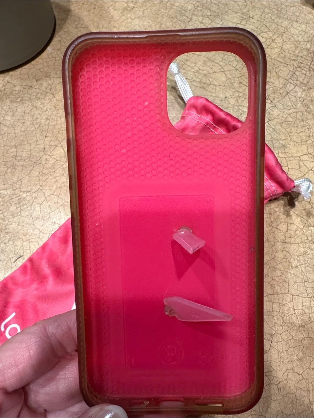 I Phone 14 Loopy Case Pink Phone Case with Matching Pink Drawstring Pouch